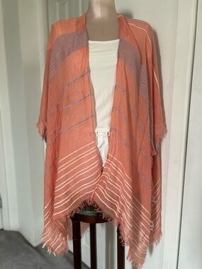 Light Coral Striped Women’s Swim Coverup Kimono